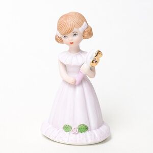 Growing Up Birthday Girl in Pink Dress Figurine Age 5 Brunette